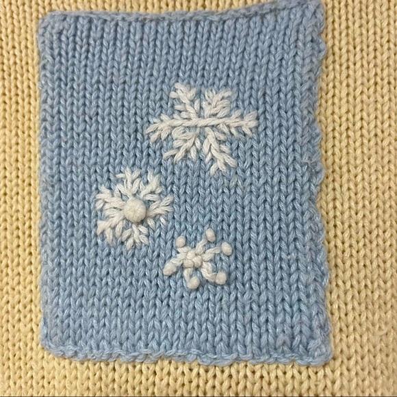 Vintage Snowman Theme Thyme 80s Yellow Pullover Sweater Sz S Winter Scene - Picture 5 of 7